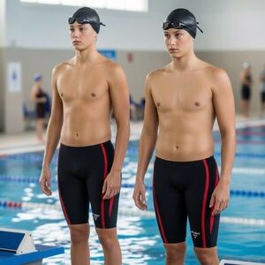 Michael Phelps TWO Competitive Swim Training Bathing Suits Jammers Size 12 Boy